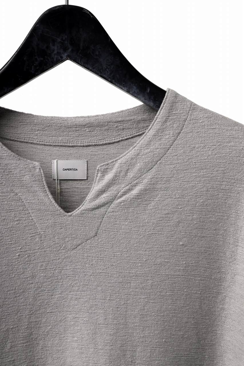 CAPERTICA KEY NECK TEE / LINEN HEAVY JERSEY (LIGHT GREY)