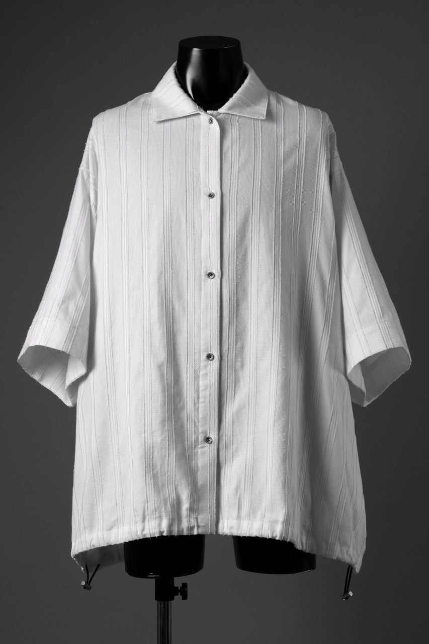 A.F ARTEFACT SQUEEZING HALF SLEEVE SHIRT / FRINGE STRIPE COTTON (IVORY)