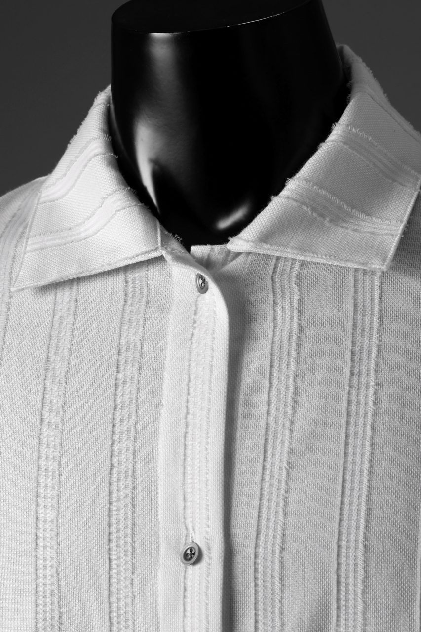Load image into Gallery viewer, A.F ARTEFACT SQUEEZING HALF SLEEVE SHIRT / FRINGE STRIPE COTTON (IVORY)