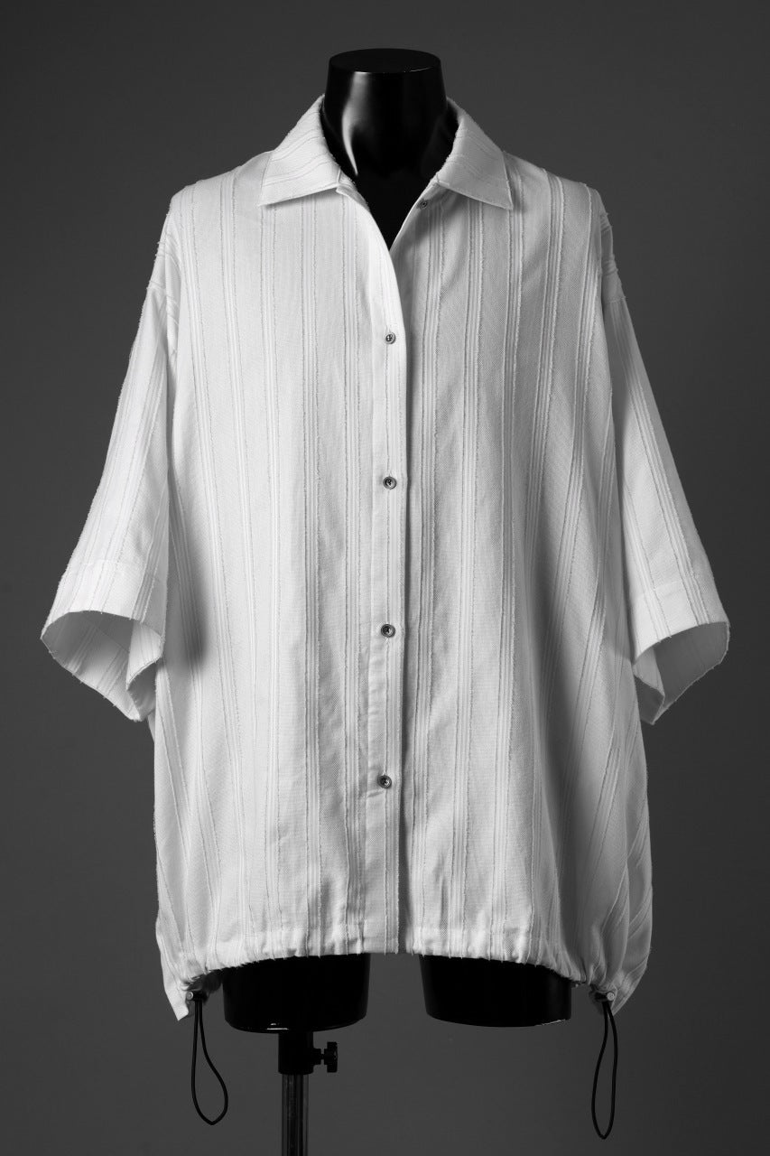 A.F ARTEFACT SQUEEZING HALF SLEEVE SHIRT / FRINGE STRIPE COTTON (IVORY)