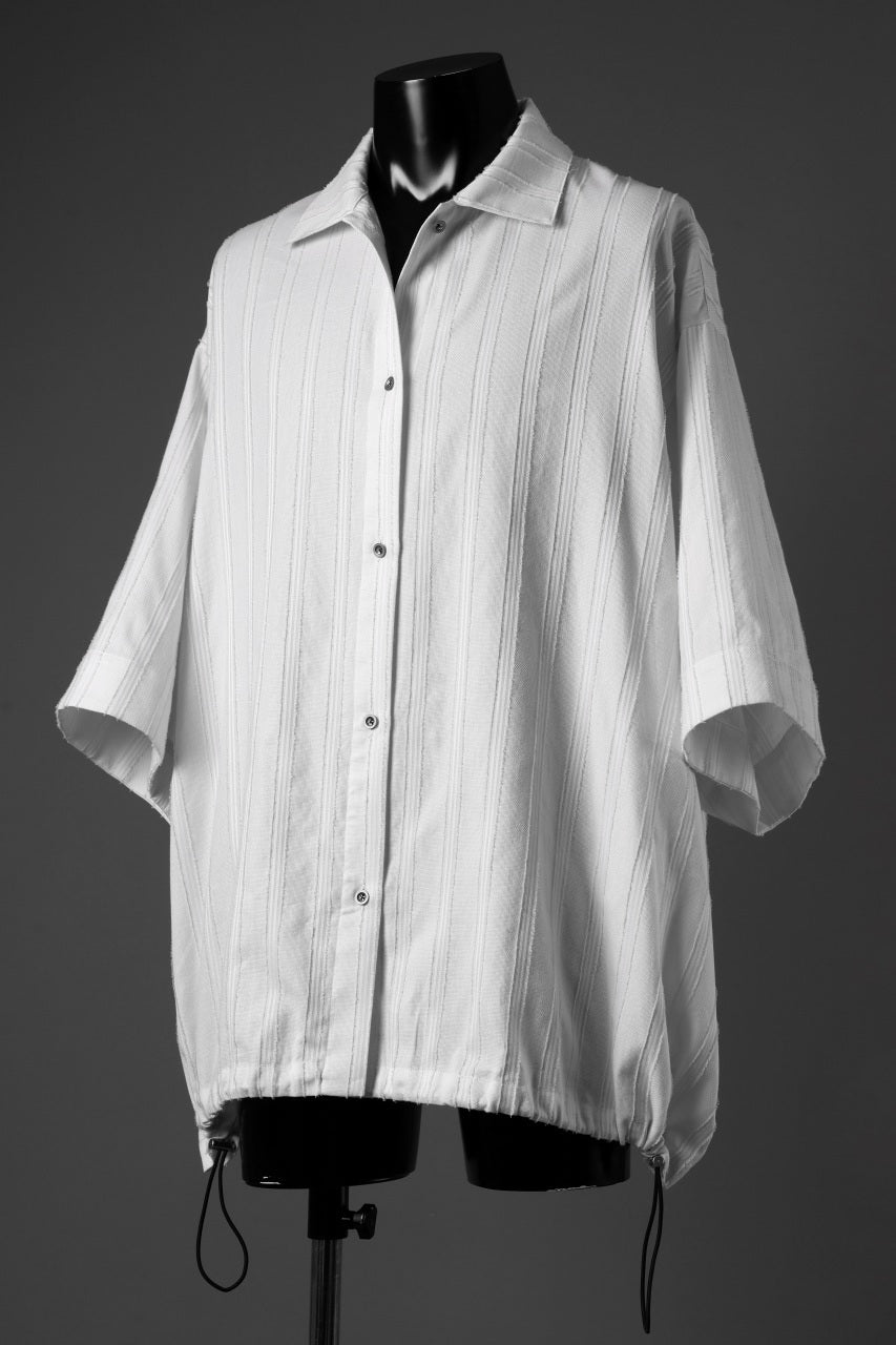 A.F ARTEFACT SQUEEZING HALF SLEEVE SHIRT / FRINGE STRIPE COTTON (IVORY)