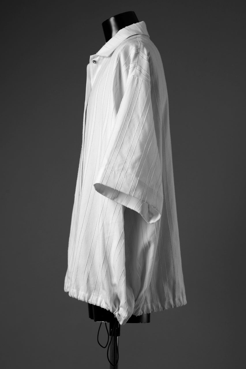 A.F ARTEFACT SQUEEZING HALF SLEEVE SHIRT / FRINGE STRIPE COTTON (IVORY)