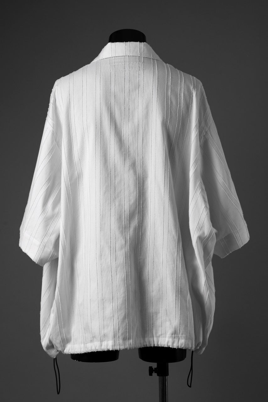 A.F ARTEFACT SQUEEZING HALF SLEEVE SHIRT / FRINGE STRIPE COTTON (IVORY)