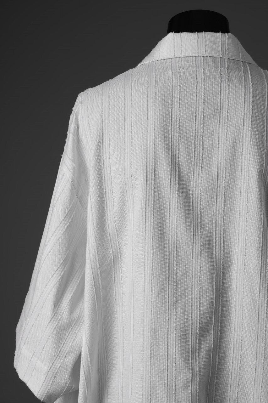 A.F ARTEFACT SQUEEZING HALF SLEEVE SHIRT / FRINGE STRIPE COTTON (IVORY)