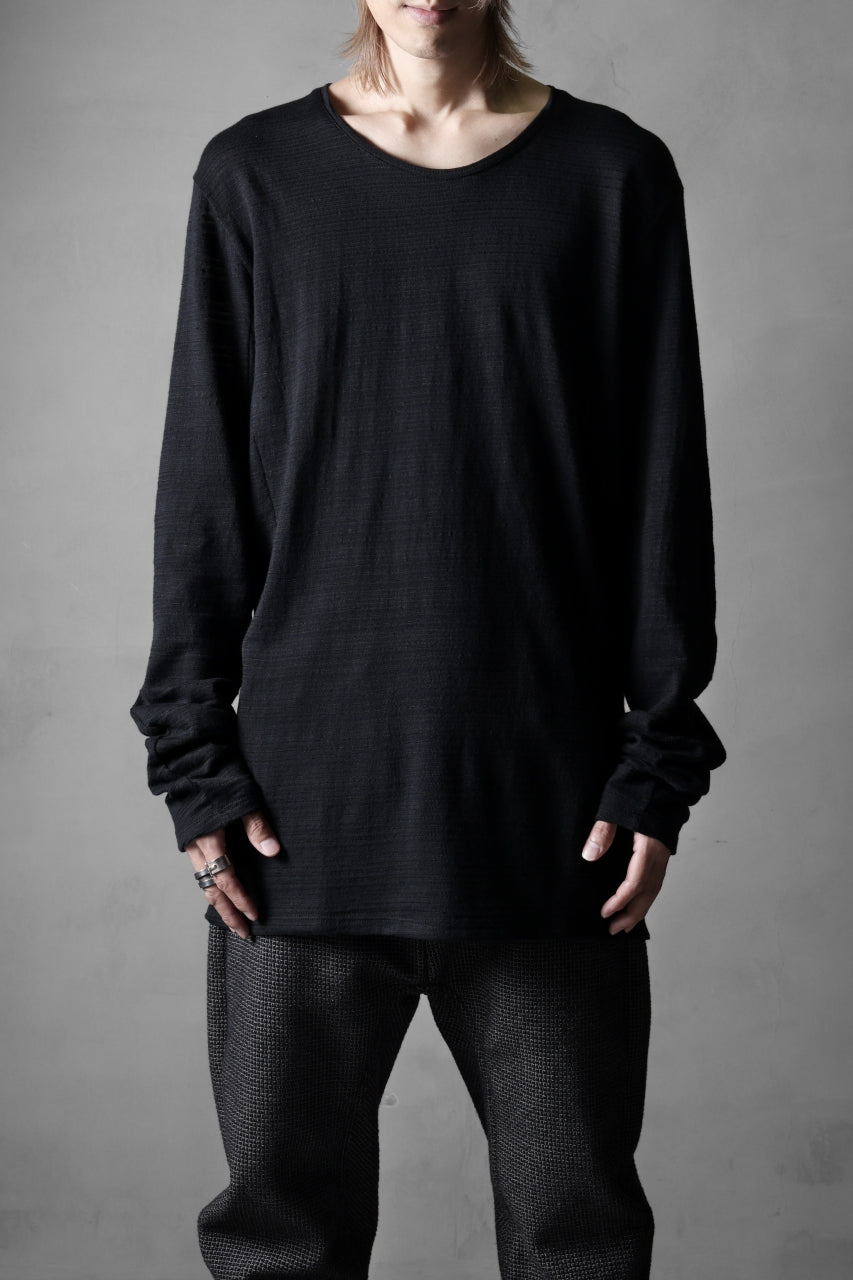 black crow x LOOM exclusive long sleeve tops / cotton linen slab jersey (black)