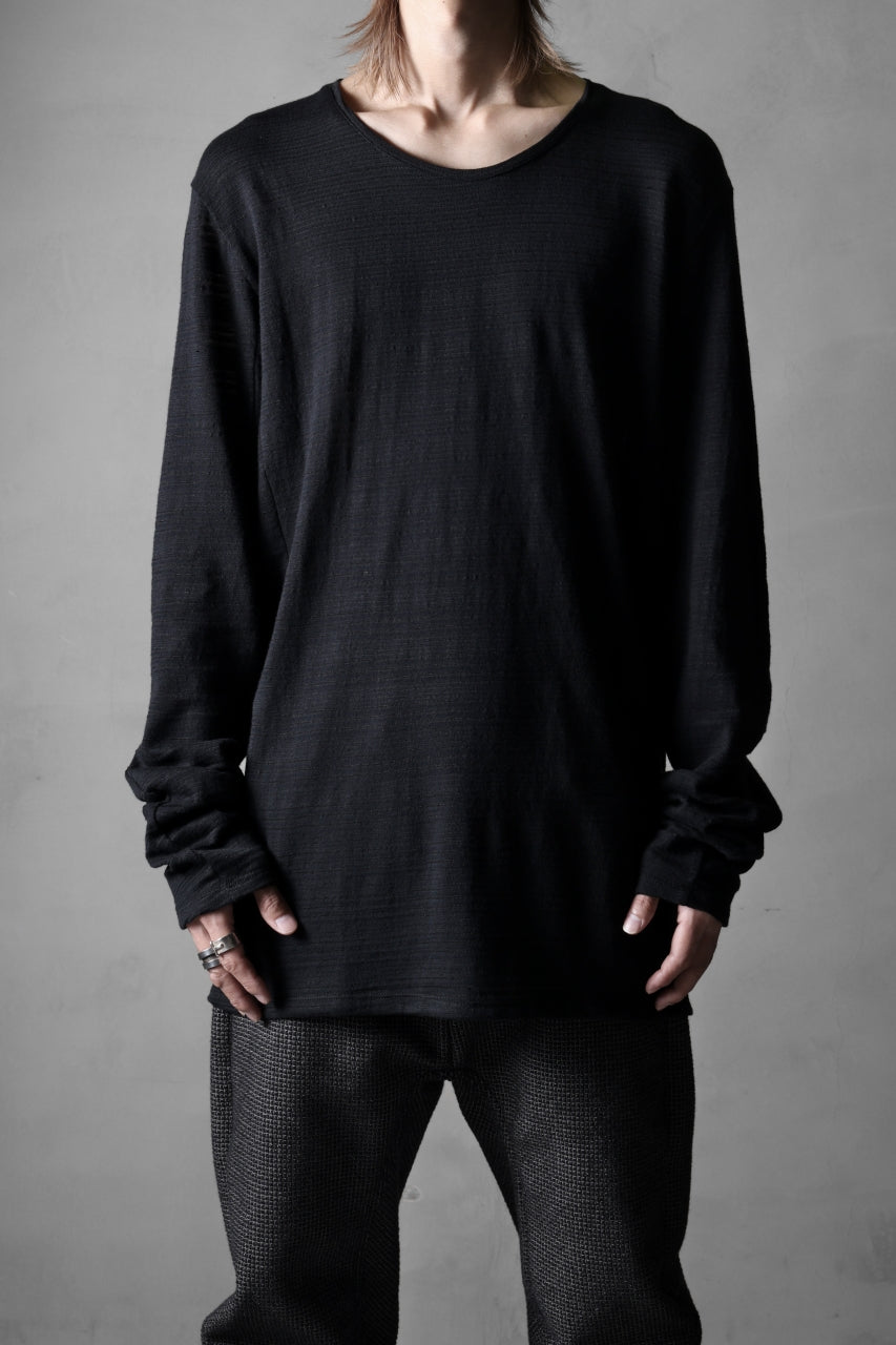 black crow x LOOM exclusive long sleeve tops / cotton linen slab jersey (black)