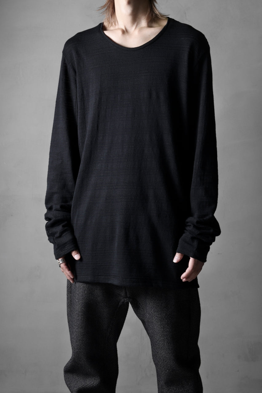 black crow x LOOM exclusive long sleeve tops / cotton linen slab jersey (black)