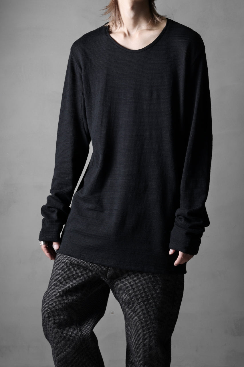 black crow x LOOM exclusive long sleeve tops / cotton linen slab jersey (black)