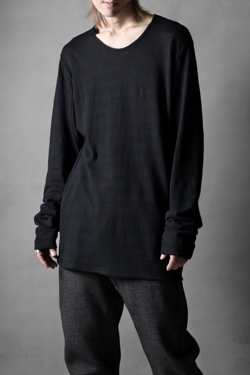 black crow x LOOM exclusive long sleeve tops / cotton linen slab jersey (black)