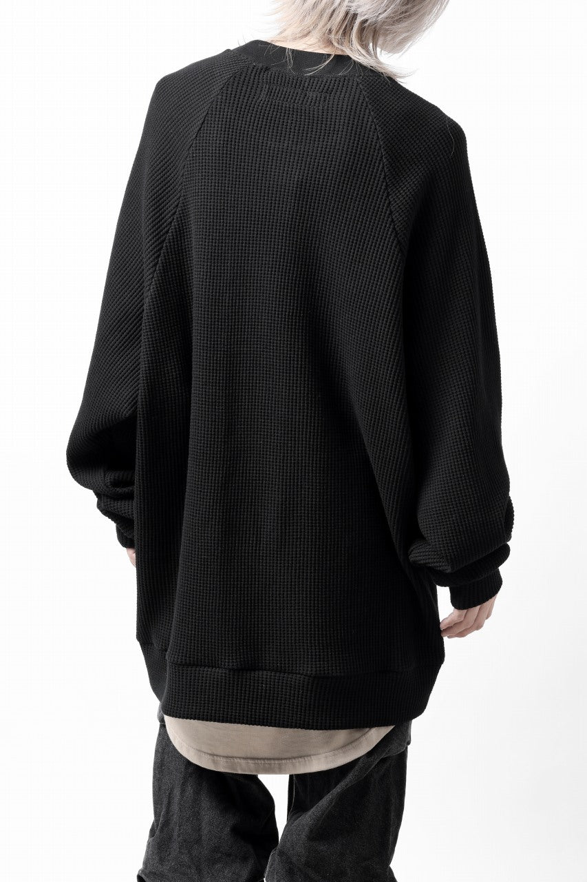 Load image into Gallery viewer, A.F ARTEFACT OVER SIZED DOLMAN LONG PULL OVER / WAFFLE COTTON JERSEY (BLACK)