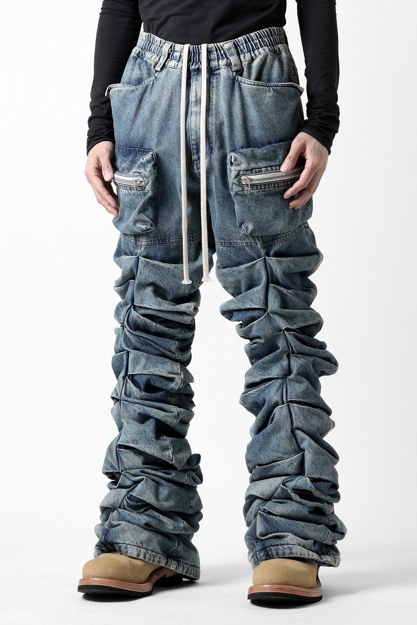 A.F ARTEFACT MONSTER TUCK VOLUME BAGGY PANTS / FADED AGEING DENIM (BLUE)