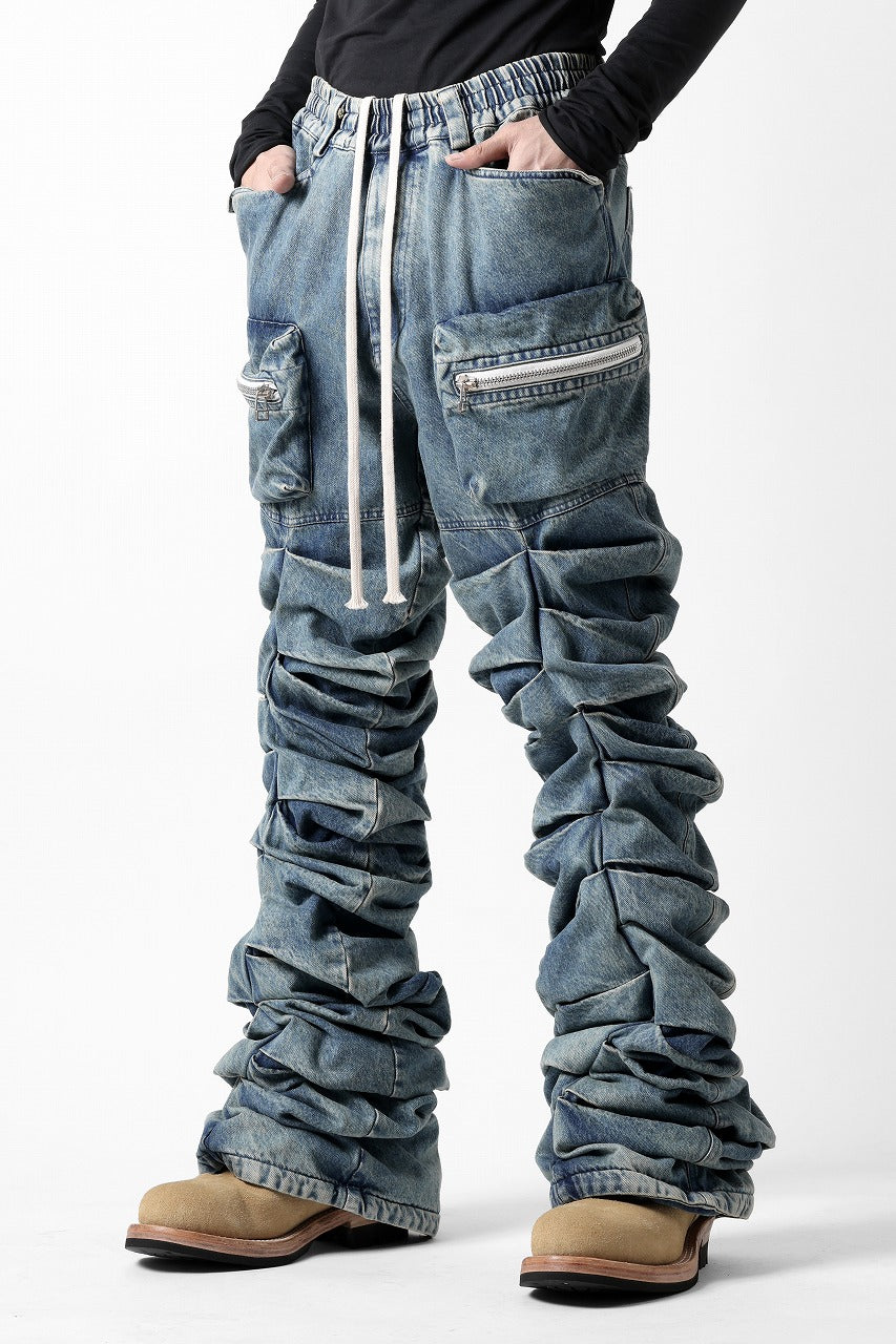 A.F ARTEFACT MONSTER TUCK VOLUME BAGGY PANTS / FADED AGEING DENIM (BLUE)