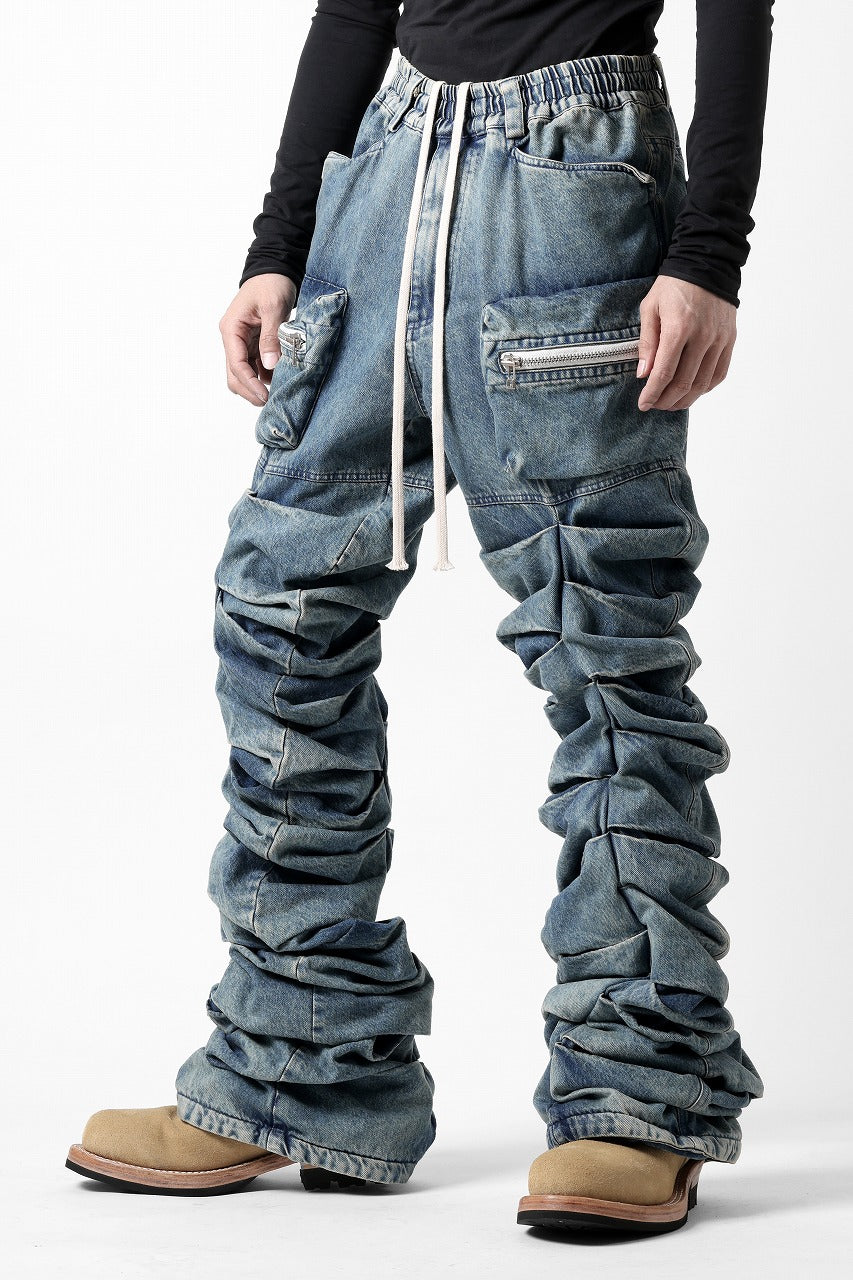 A.F ARTEFACT MONSTER TUCK VOLUME BAGGY PANTS / FADED AGEING DENIM (BLUE)