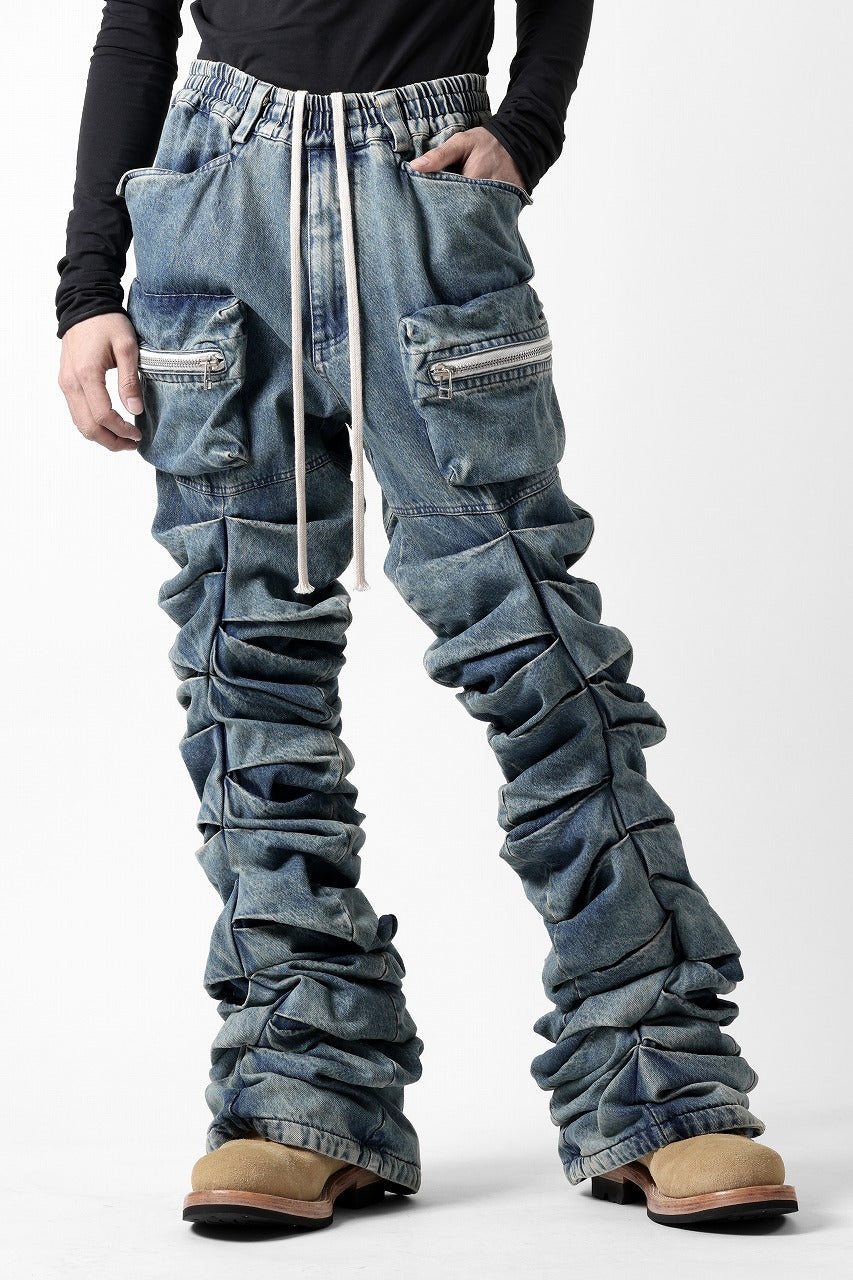 A.F ARTEFACT MONSTER TUCK VOLUME BAGGY PANTS / FADED AGEING DENIM (BLUE)