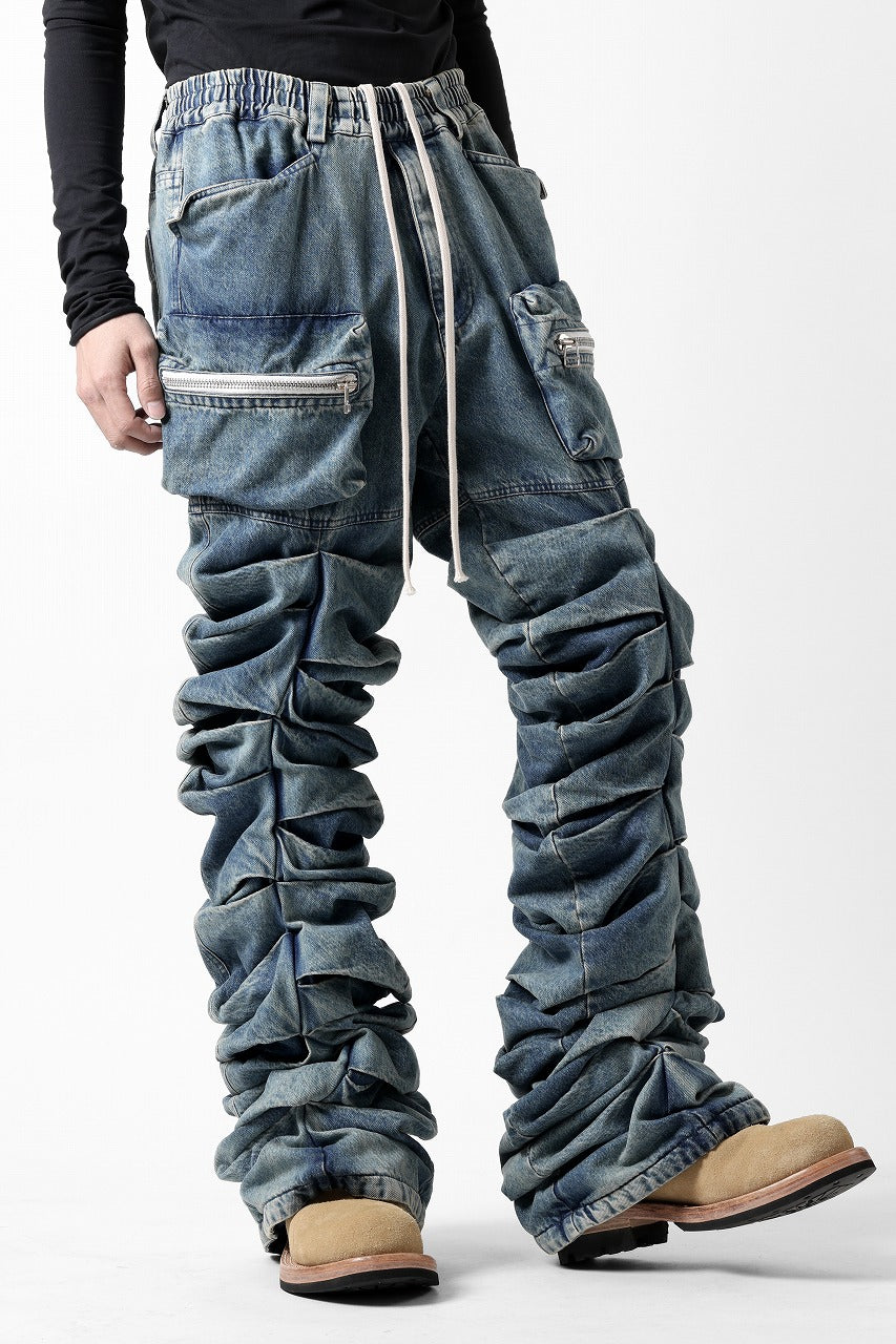 A.F ARTEFACT MONSTER TUCK VOLUME BAGGY PANTS / FADED AGEING DENIM (BLUE)