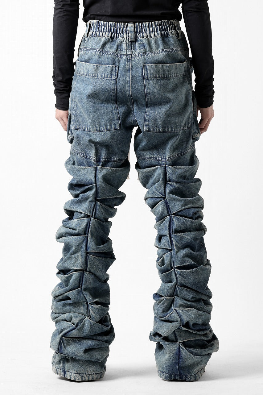 A.F ARTEFACT MONSTER TUCK VOLUME BAGGY PANTS / FADED AGEING DENIM (BLUE)