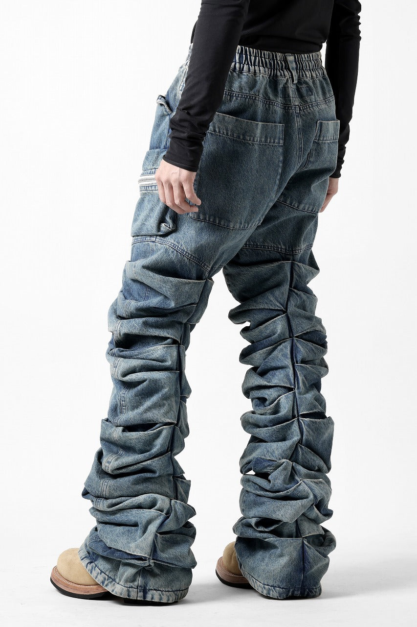 A.F ARTEFACT MONSTER TUCK VOLUME BAGGY PANTS / FADED AGEING DENIM (BLUE)