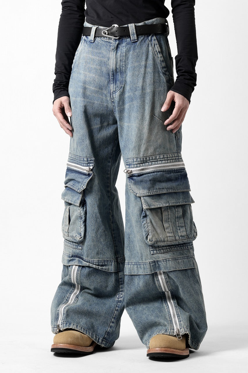 A.F ARTEFACT CARGO ZIP BAGGY PANTS / FADED DENIM (INDIGO)