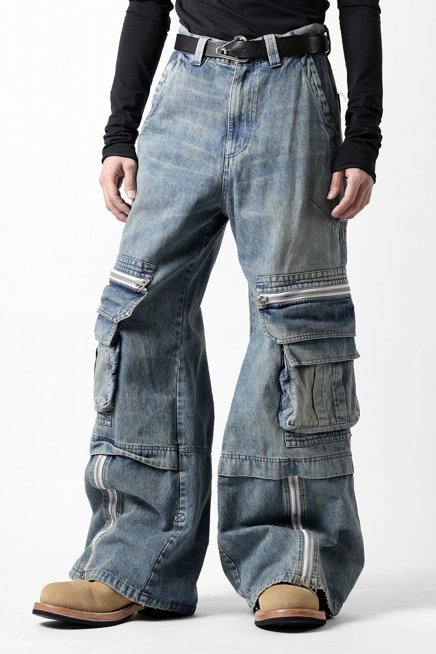 A.F ARTEFACT CARGO ZIP BAGGY PANTS / FADED DENIM (INDIGO)