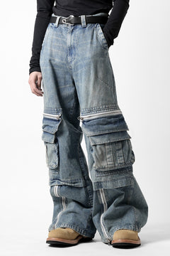 Load image into Gallery viewer, A.F ARTEFACT CARGO ZIP BAGGY PANTS / FADED DENIM (INDIGO)