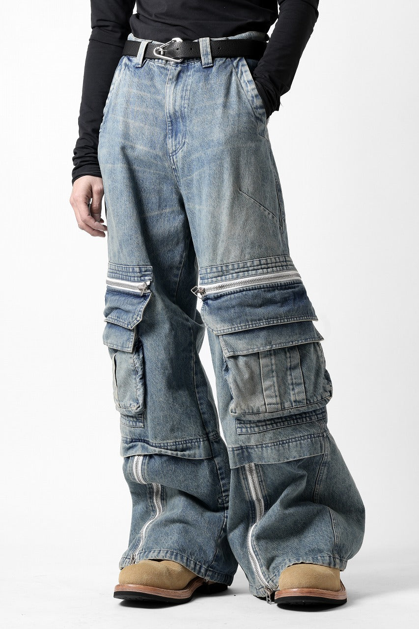 画像をギャラリービューアに読み込む, A.F ARTEFACT CARGO ZIP BAGGY PANTS / FADED DENIM (INDIGO)