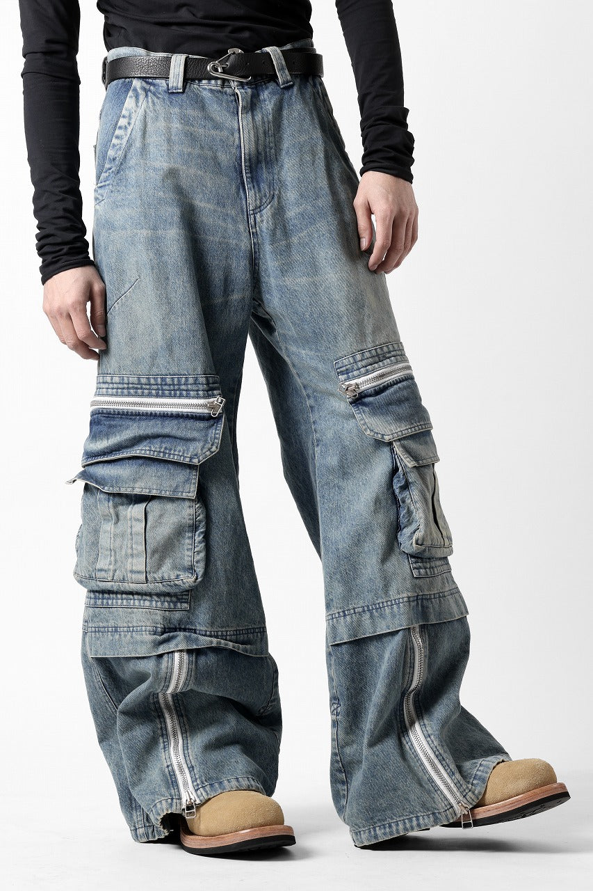 A.F ARTEFACT CARGO ZIP BAGGY PANTS / FADED DENIM (INDIGO)