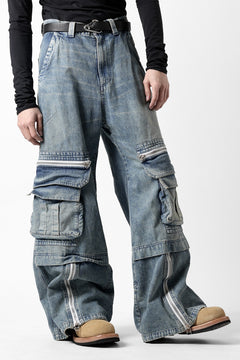 Load image into Gallery viewer, A.F ARTEFACT CARGO ZIP BAGGY PANTS / FADED DENIM (INDIGO)