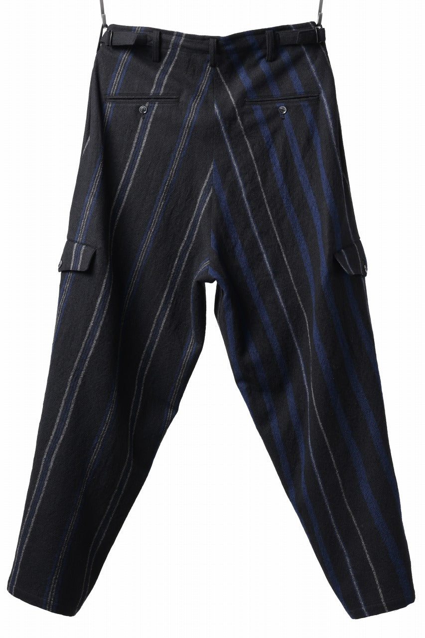 Load image into Gallery viewer, Y&#39;s for men STRIPED PATTERN PANTS / WOOL SURGE STRIPE (BLACK)
