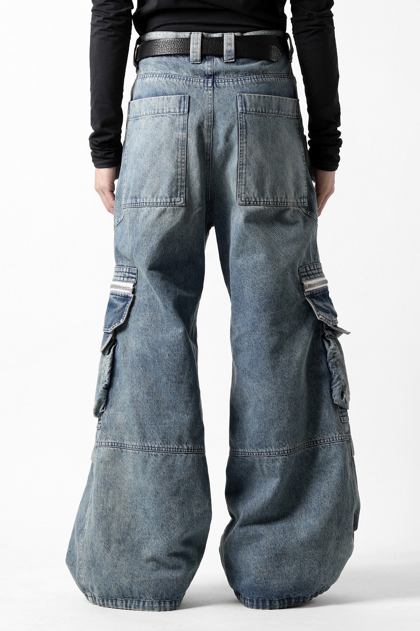 Load image into Gallery viewer, A.F ARTEFACT CARGO ZIP BAGGY PANTS / FADED DENIM (INDIGO)