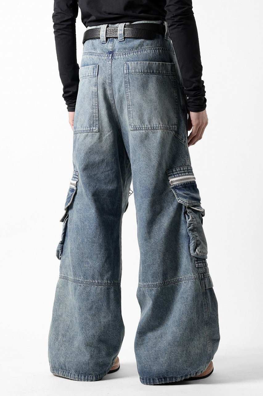 Load image into Gallery viewer, A.F ARTEFACT CARGO ZIP BAGGY PANTS / FADED DENIM (INDIGO)