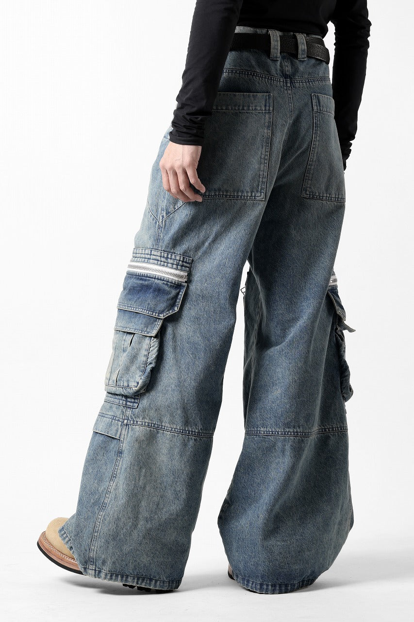 A.F ARTEFACT CARGO ZIP BAGGY PANTS / FADED DENIM (INDIGO)