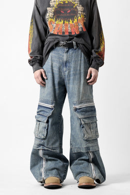 A.F ARTEFACT CARGO ZIP BAGGY PANTS / FADED DENIM (INDIGO)