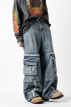 画像をギャラリービューアに読み込む, A.F ARTEFACT CARGO ZIP BAGGY PANTS / FADED DENIM (INDIGO)