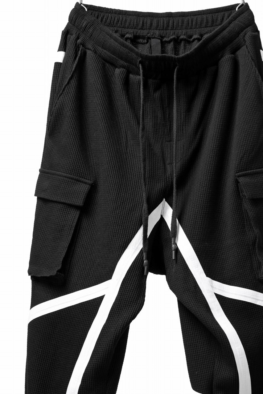 FIRST AID TO THE INJURED "VAPER" EASY JOGGER PANTS / WAFFLE JERSEY & SEAM TAPED (BLACK)