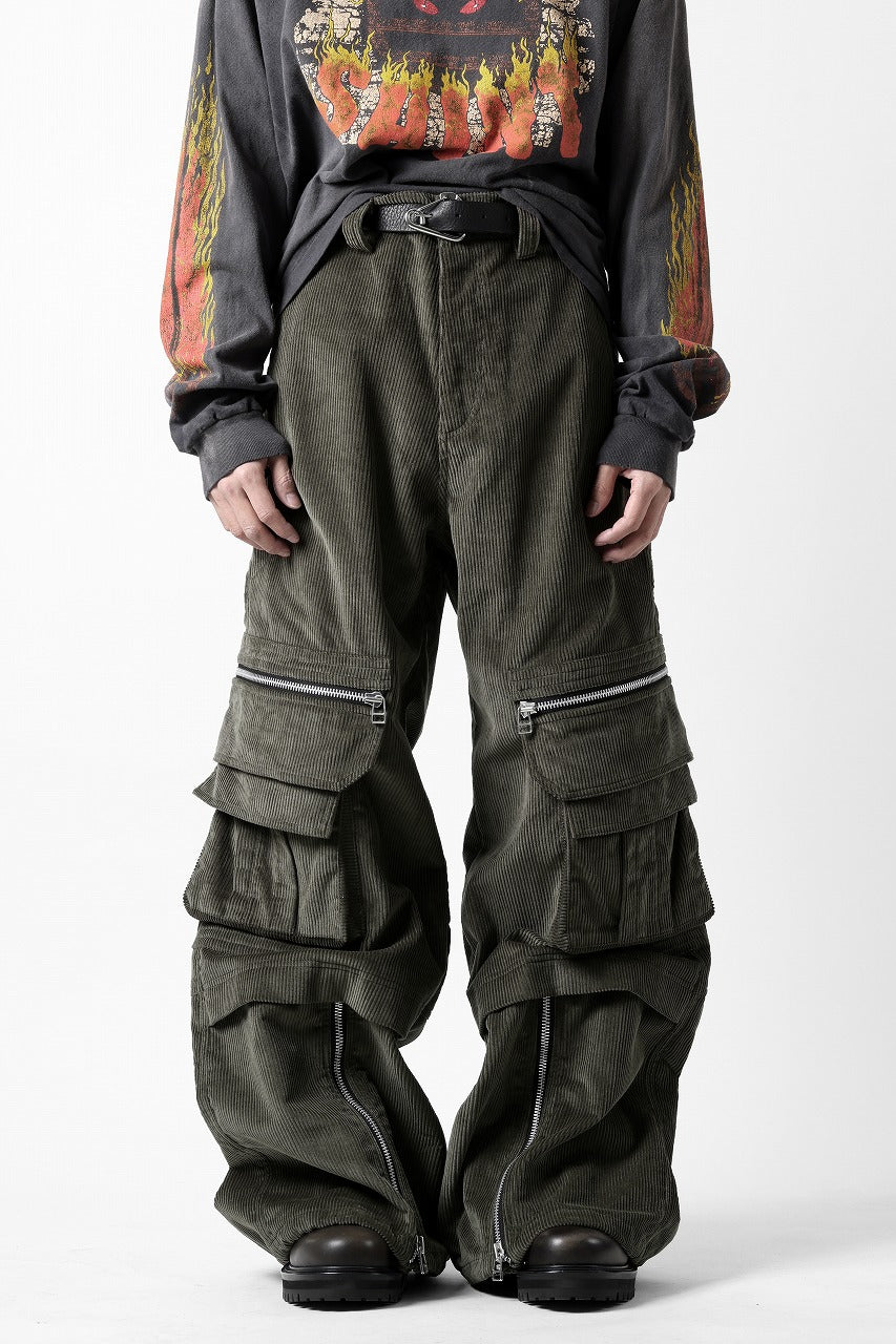 A.F ARTEFACT CARGO ZIP BAGGY PANTS / CORDUROY (KHAKI)