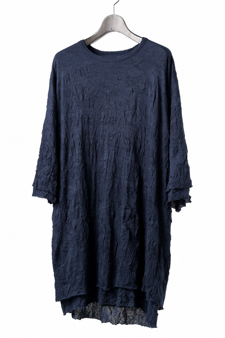 A.F ARTEFACT OVERSIZE LAYERED S/S TEE / GAUZE WASHER JERSEY (NAVY)