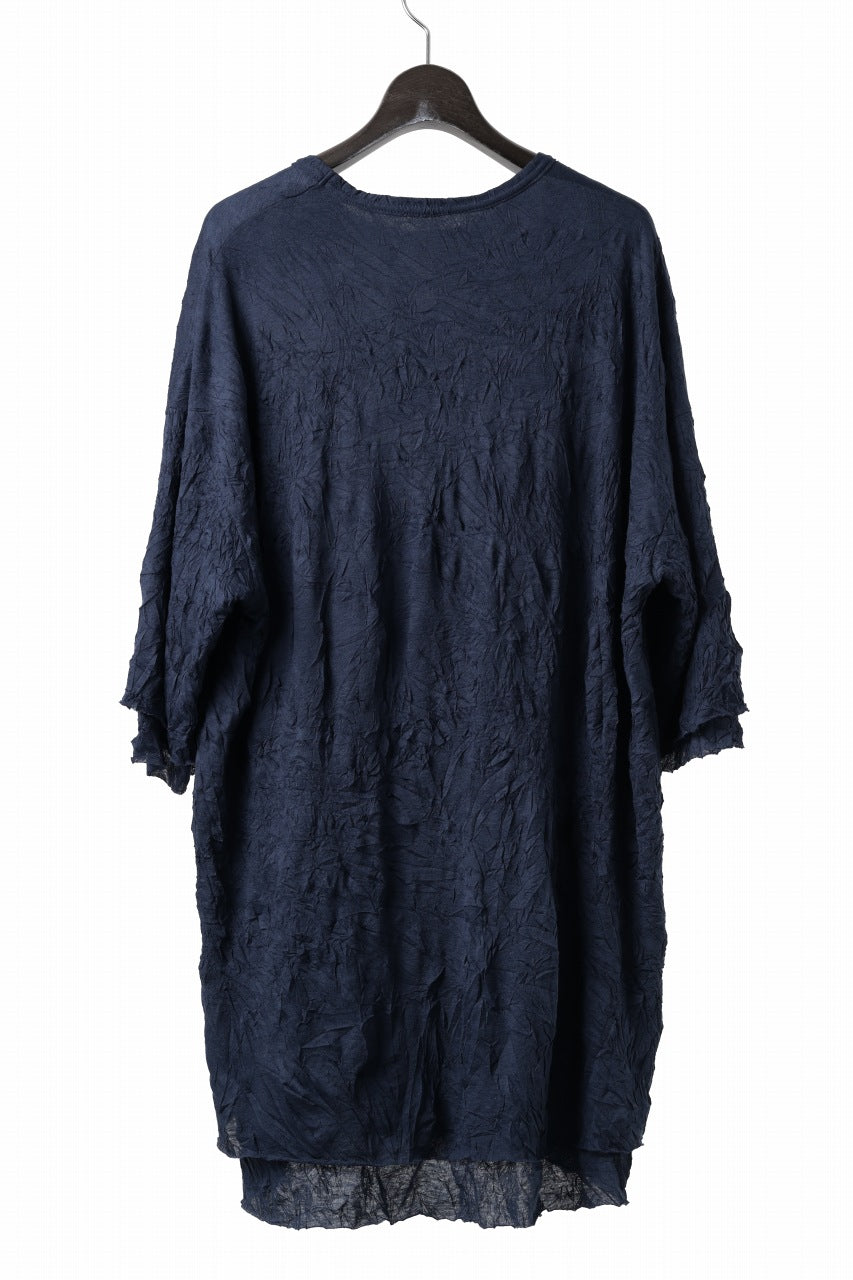 A.F ARTEFACT OVERSIZE LAYERED S/S TEE / GAUZE WASHER JERSEY (NAVY)