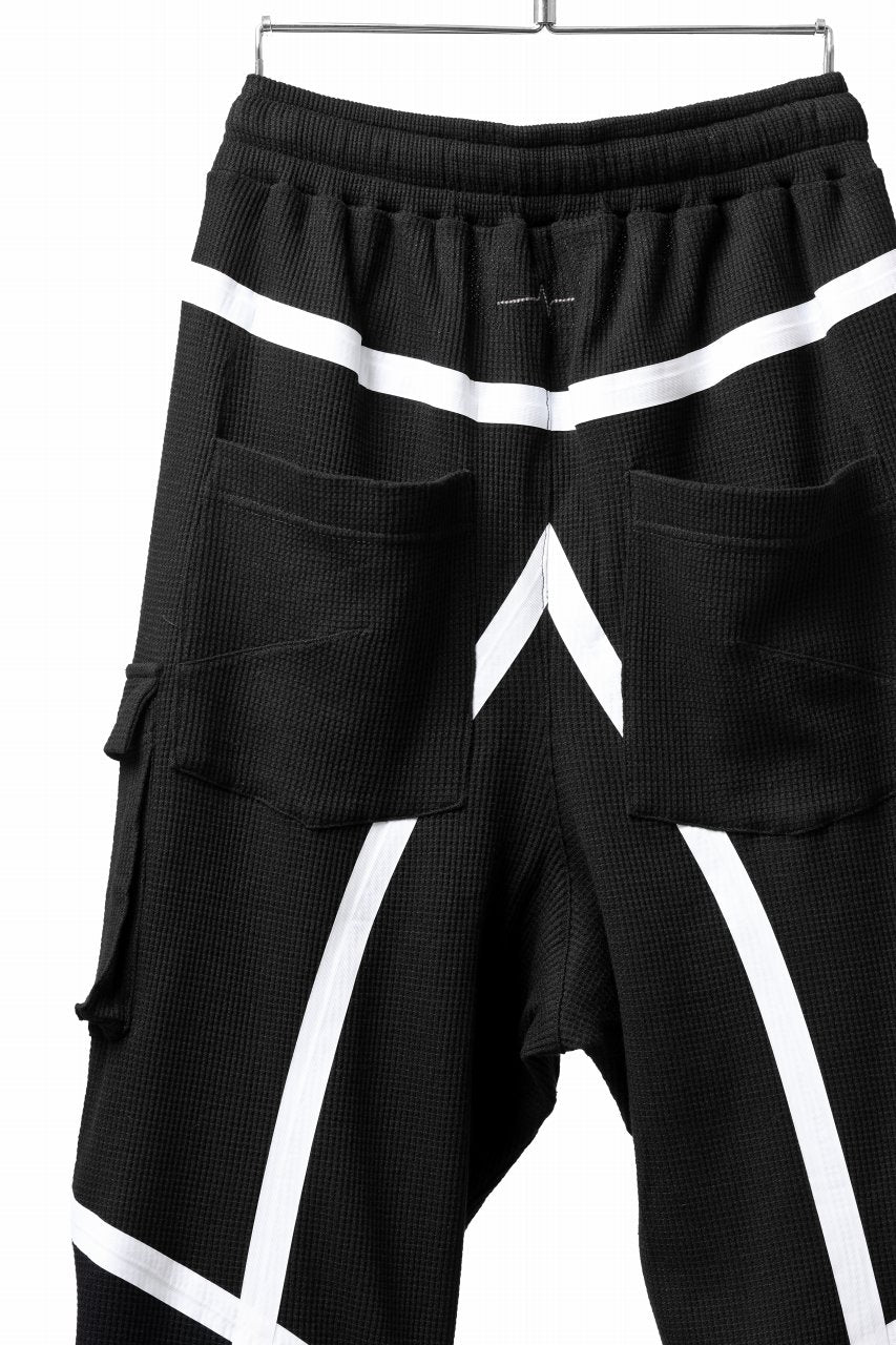 Load image into Gallery viewer, FIRST AID TO THE INJURED &quot;VAPER&quot; EASY JOGGER PANTS / WAFFLE JERSEY &amp; SEAM TAPED (BLACK)