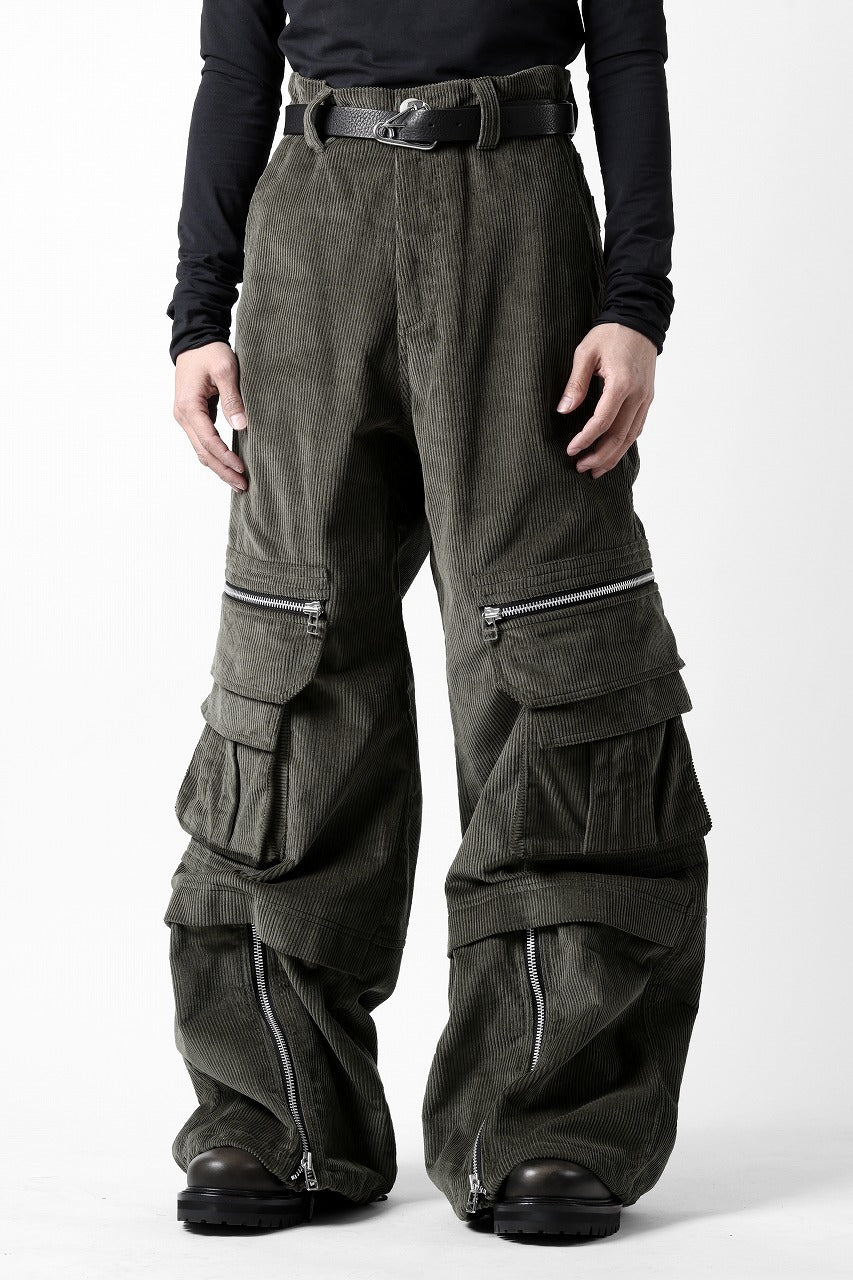 A.F ARTEFACT CARGO ZIP BAGGY PANTS / CORDUROY (KHAKI)