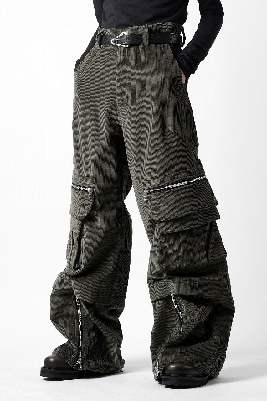 A.F ARTEFACT CARGO ZIP BAGGY PANTS / CORDUROY (KHAKI)