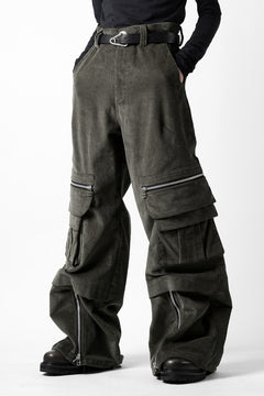 Load image into Gallery viewer, A.F ARTEFACT CARGO ZIP BAGGY PANTS / CORDUROY (KHAKI)