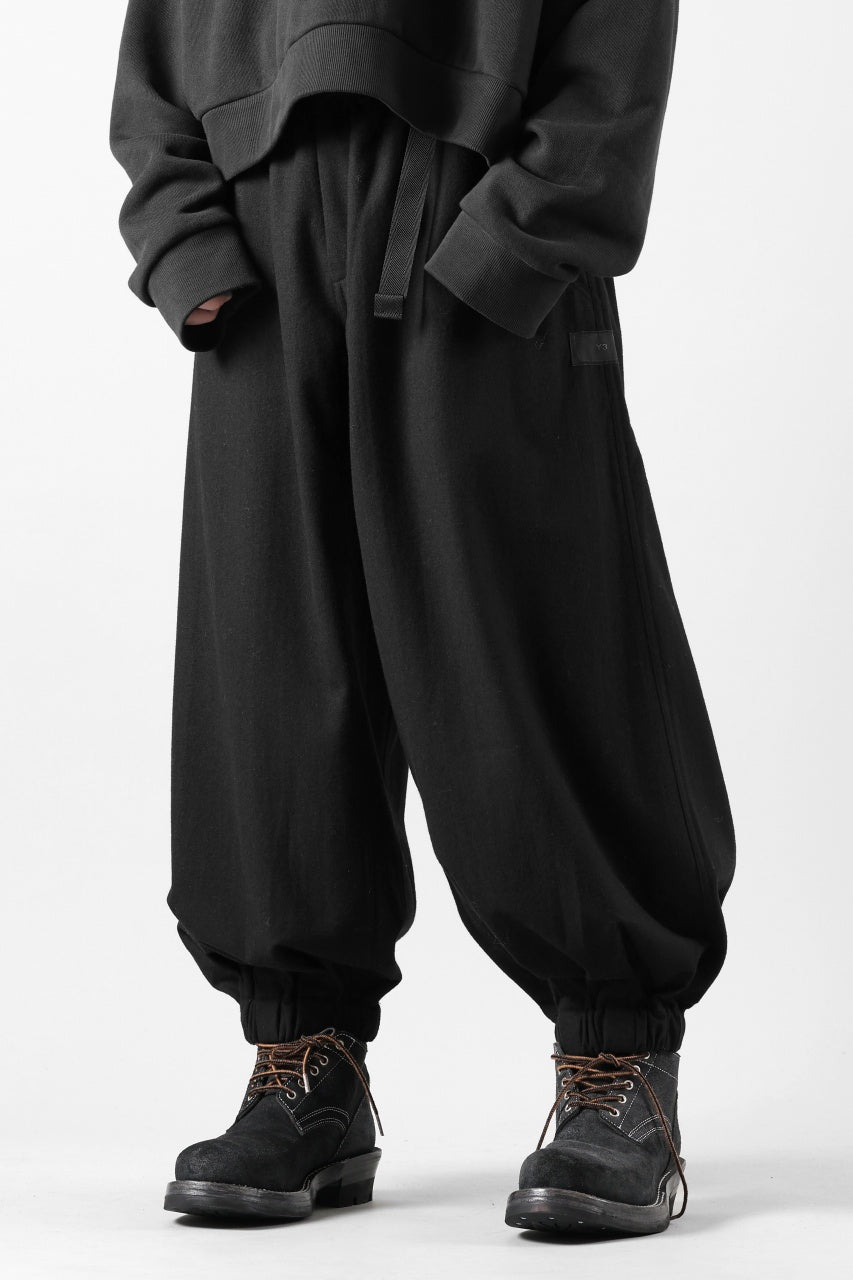 Y-3 Yohji Yamamoto WOOL FLANNEL WIDE CARGO PANTS (BLACK)