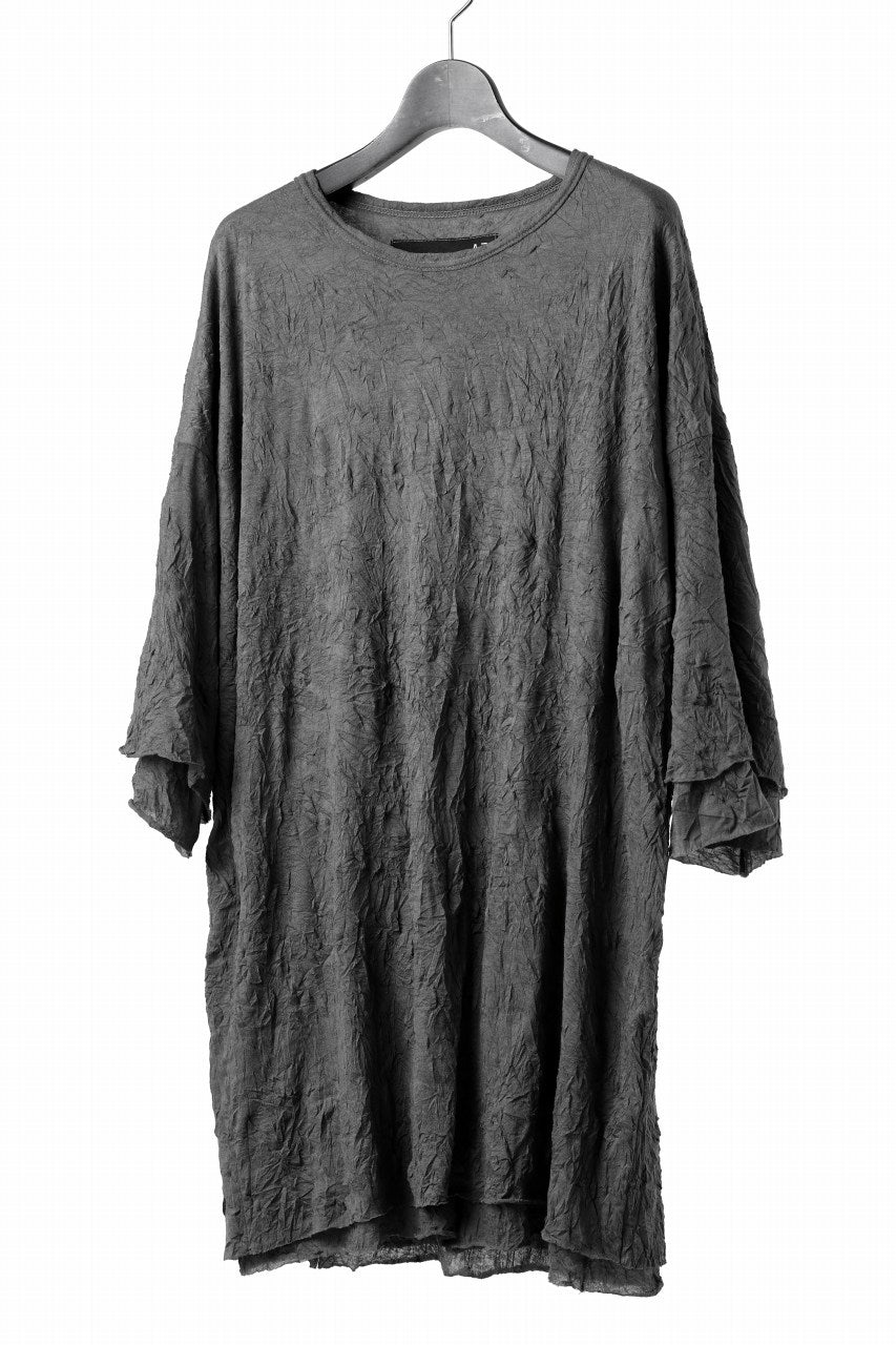 A.F ARTEFACT OVERSIZE LAYERED S/S TEE / GAUZE WASHER JERSEY (GREY)