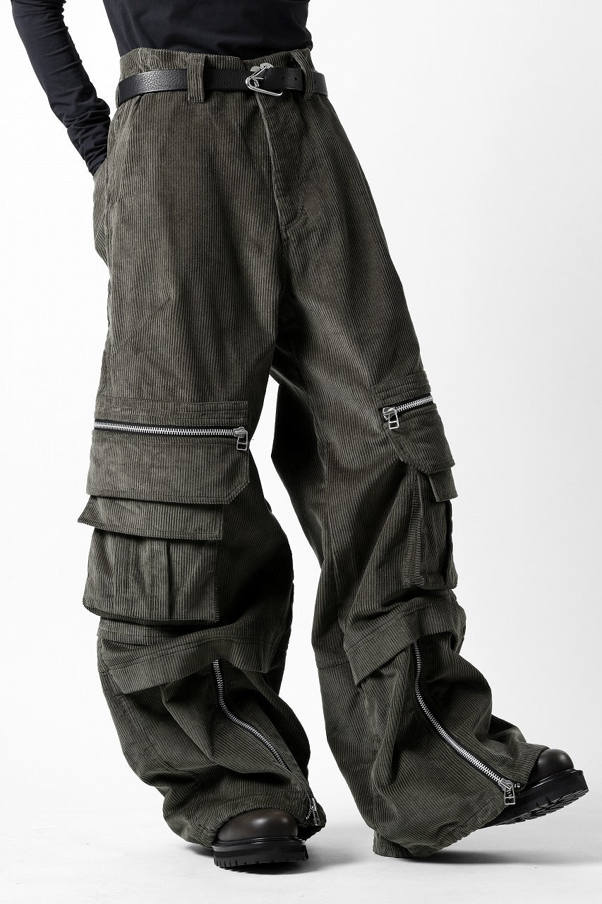 A.F ARTEFACT CARGO ZIP BAGGY PANTS / CORDUROY (KHAKI)