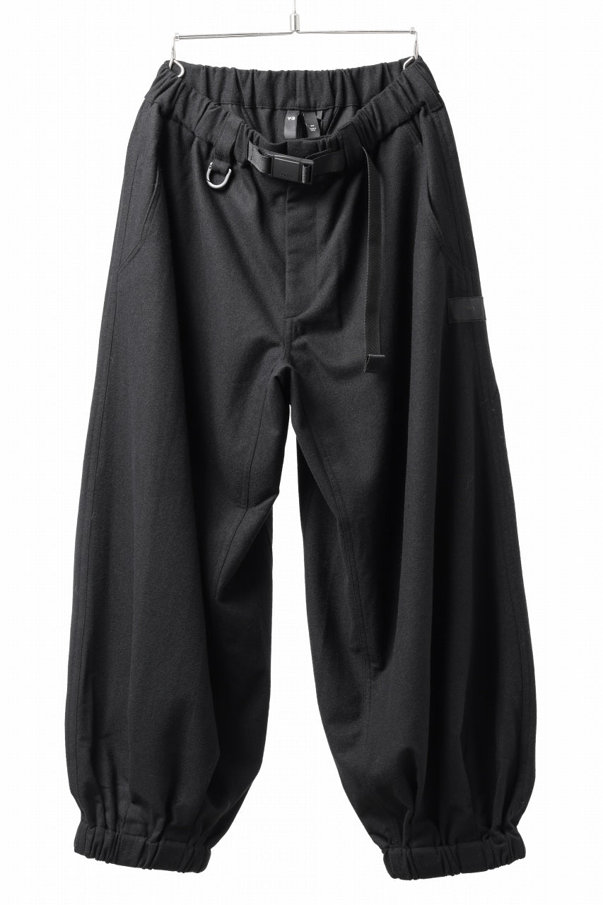 Y-3 Yohji Yamamoto WOOL FLANNEL WIDE CARGO PANTS (BLACK)