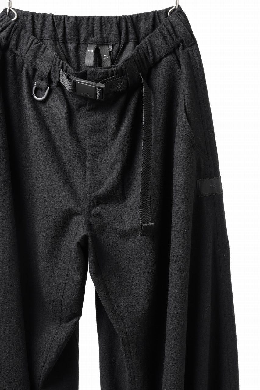 Y-3 Yohji Yamamoto WOOL FLANNEL WIDE CARGO PANTS (BLACK)