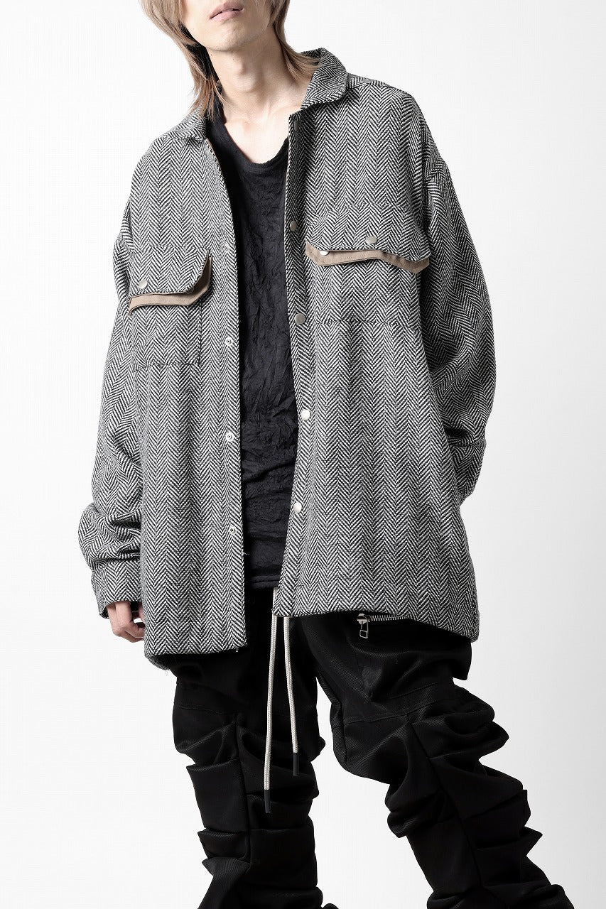 A.F ARTEFACT TWEED COVERALL SHIRT (BLACK x WHITE)