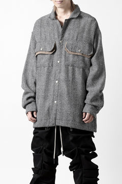 画像をギャラリービューアに読み込む, A.F ARTEFACT TWEED COVERALL SHIRT (BLACK x WHITE)