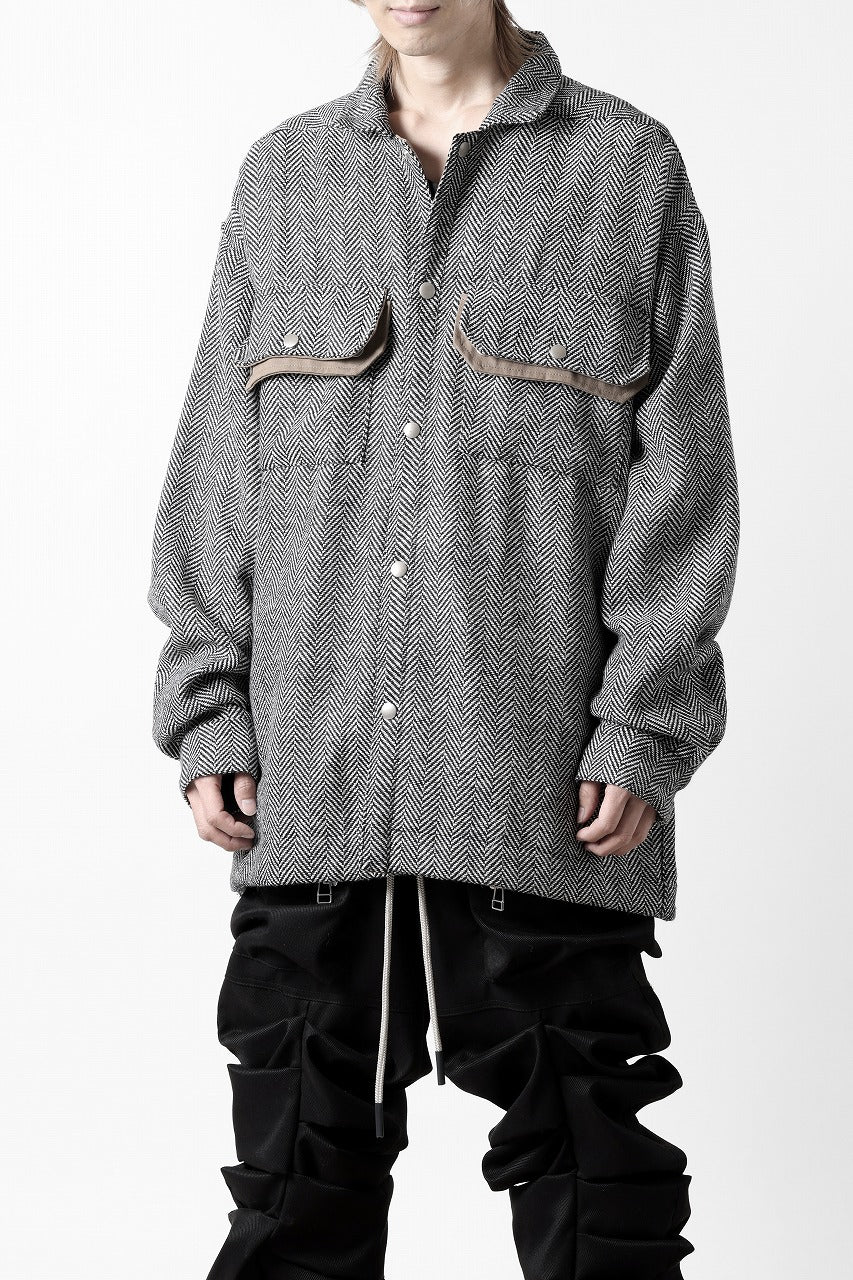 画像をギャラリービューアに読み込む, A.F ARTEFACT TWEED COVERALL SHIRT (BLACK x WHITE)