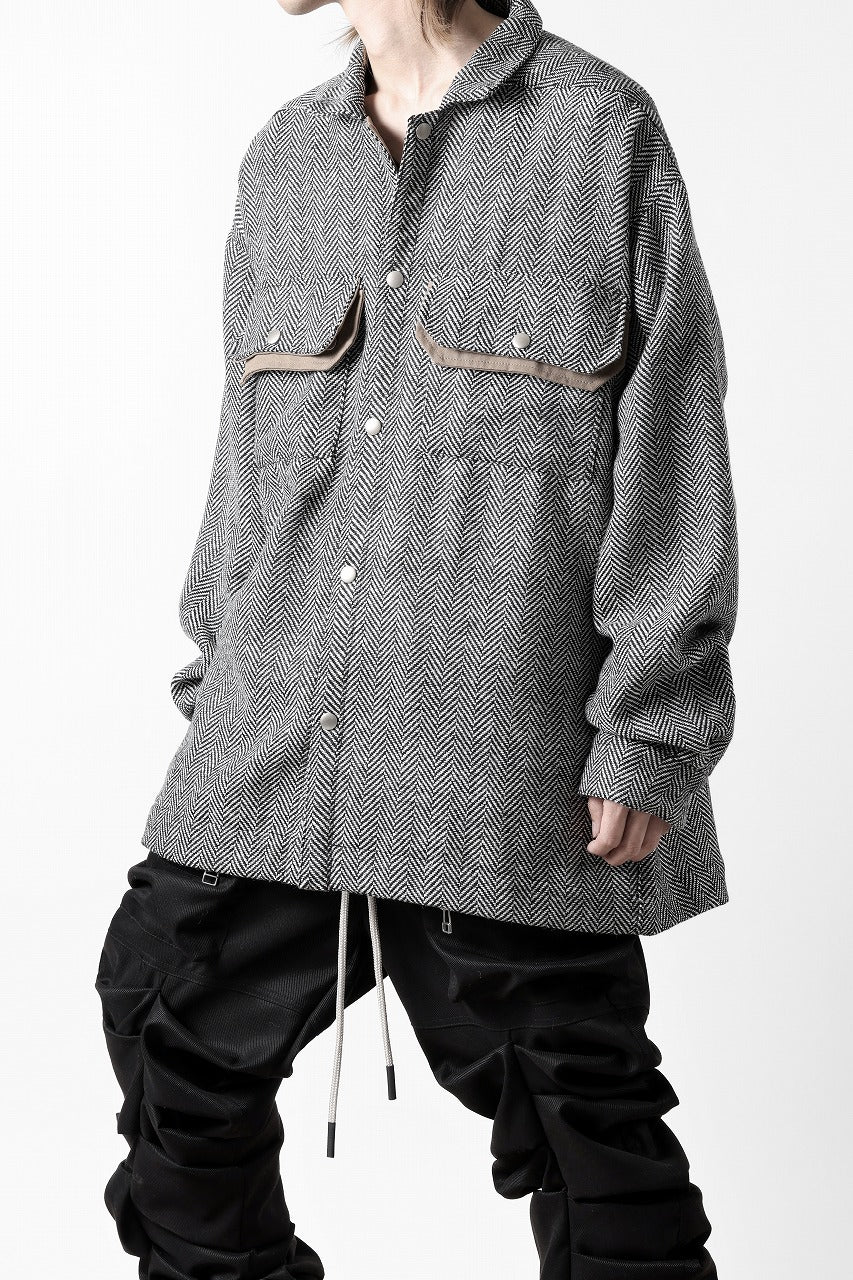 A.F ARTEFACT TWEED COVERALL SHIRT (BLACK x WHITE)